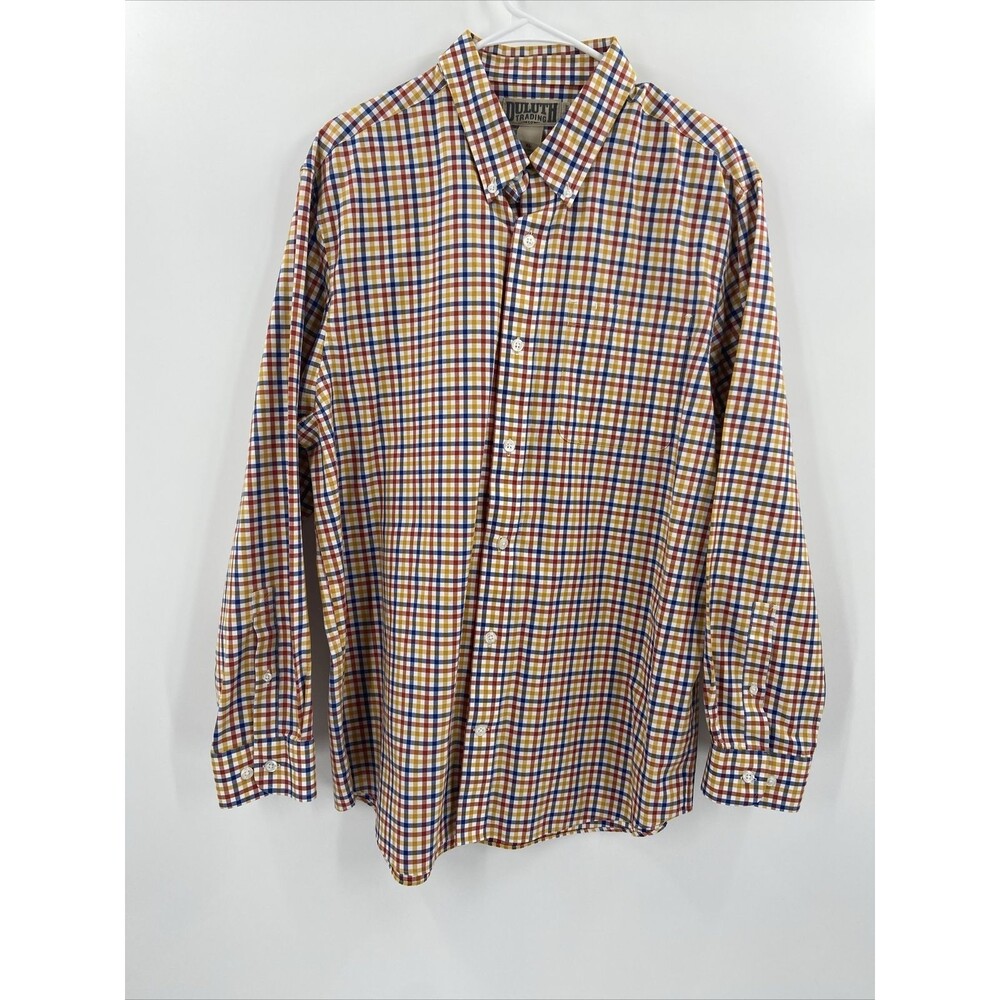 Duluth Trading Button Down Shirt Mens XL Trim Fit Multicolor Plaid Cotton